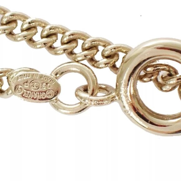 CHANEL CC Ribbon Chain Necklace 05P Color Stone Imitation Pearl Gold - Picture 7 of 13